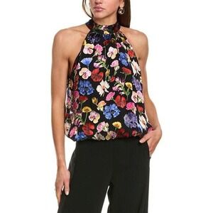 Alice + Olivia Floral Halter Top - Black, Red, Blue, Purple